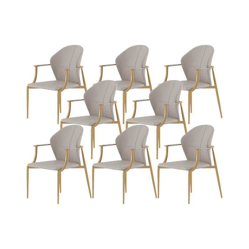 Stainless Steel Frame Dining Arm Chair Leather Upholstered Arm Chair