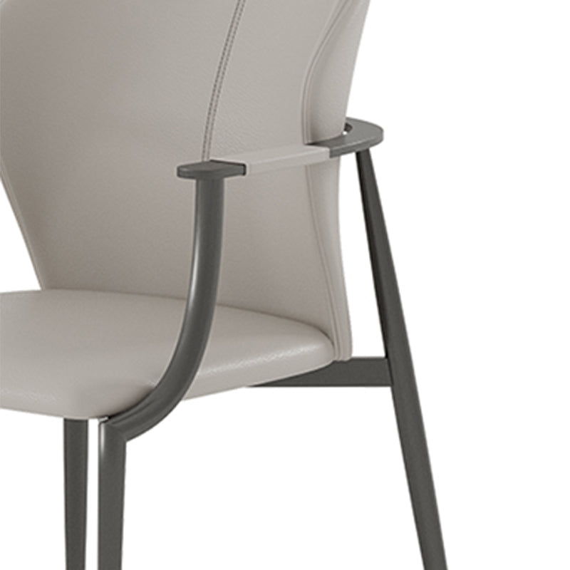 Stainless Steel Frame Dining Arm Chair Leather Upholstered Arm Chair