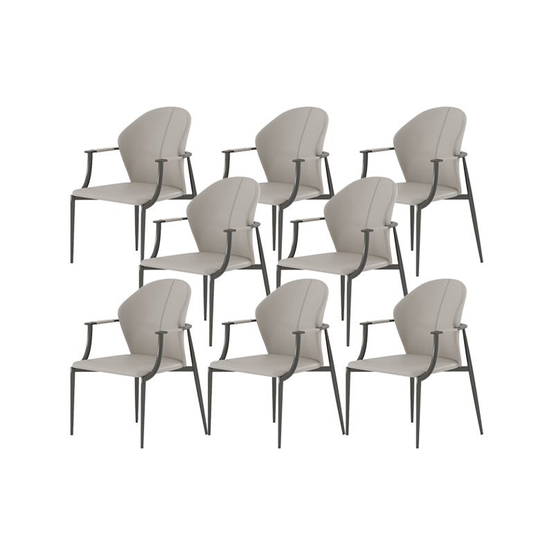 Stainless Steel Frame Dining Arm Chair Leather Upholstered Arm Chair