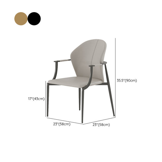 Silla de brazo de brazo de comedor de marco de acero inoxidable silla de brazo tapizado de cuero