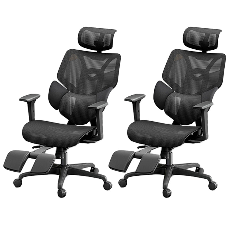 Adjustable Arm Office Chair Modernism Black Desk Chair with Wheels 2 Piece Set With Footrest Clearhalo 'furn' 'furn_office_chair' 'Furniture' 'Office Chairs' 'Office Furniture' 'office_chair' 7579370