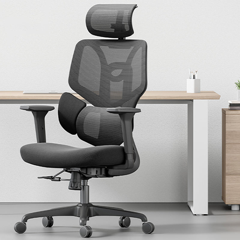 Adjustable Arm Office Chair Modernism Black Desk Chair with Wheels Clearhalo 'furn' 'furn_office_chair' 'Furniture' 'Office Chairs' 'Office Furniture' 'office_chair' 7579371