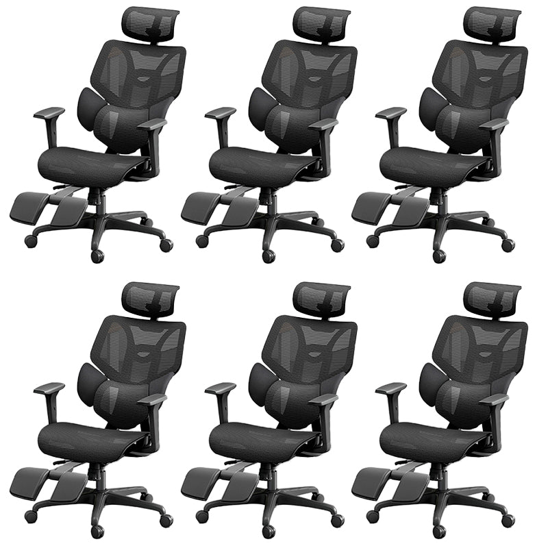 Adjustable Arm Office Chair Modernism Black Desk Chair with Wheels 6 Piece Set With Footrest Clearhalo 'furn' 'furn_office_chair' 'Furniture' 'Office Chairs' 'Office Furniture' 'office_chair' 7579374
