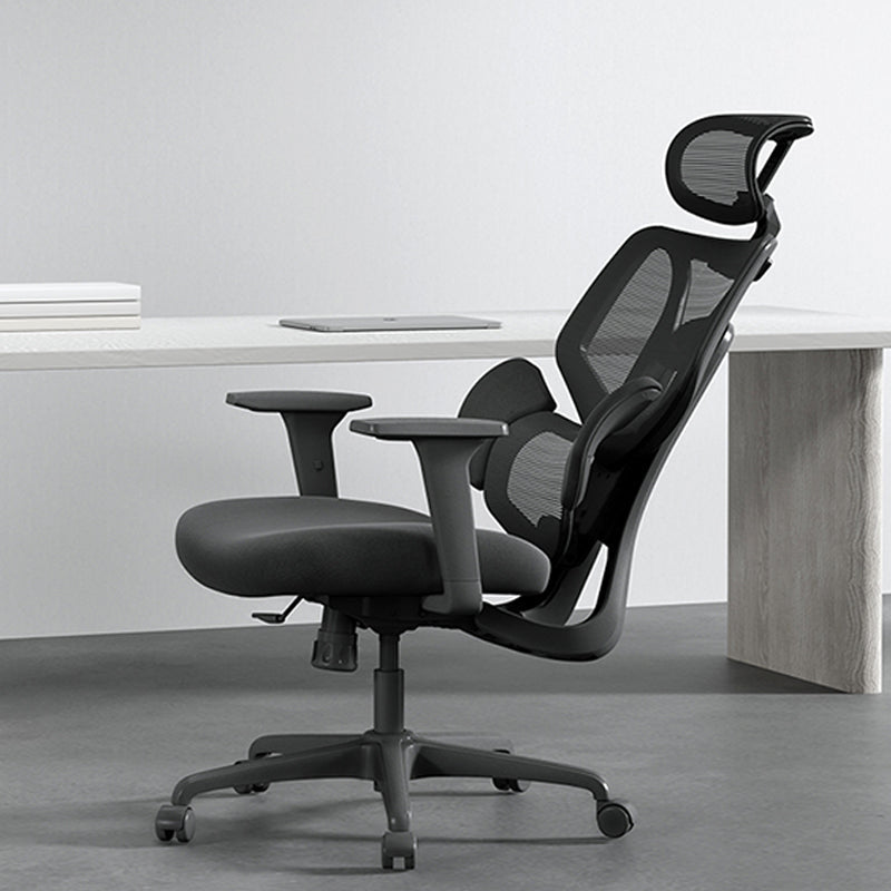 Adjustable Arm Office Chair Modernism Black Desk Chair with Wheels Clearhalo 'furn' 'furn_office_chair' 'Furniture' 'Office Chairs' 'Office Furniture' 'office_chair' 7579375