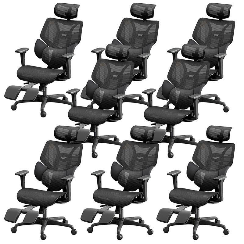 Adjustable Arm Office Chair Modernism Black Desk Chair with Wheels 8 Piece Set With Footrest Clearhalo 'furn' 'furn_office_chair' 'Furniture' 'Office Chairs' 'Office Furniture' 'office_chair' 7579376