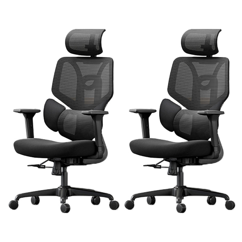 Adjustable Arm Office Chair Modernism Black Desk Chair with Wheels 2 Piece Set Without Footrest Clearhalo 'furn' 'furn_office_chair' 'Furniture' 'Office Chairs' 'Office Furniture' 'office_chair' 7579379