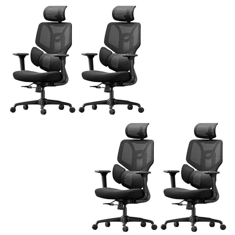 Adjustable Arm Office Chair Modernism Black Desk Chair with Wheels 4 Piece Set Without Footrest Clearhalo 'furn' 'furn_office_chair' 'Furniture' 'Office Chairs' 'Office Furniture' 'office_chair' 7579381