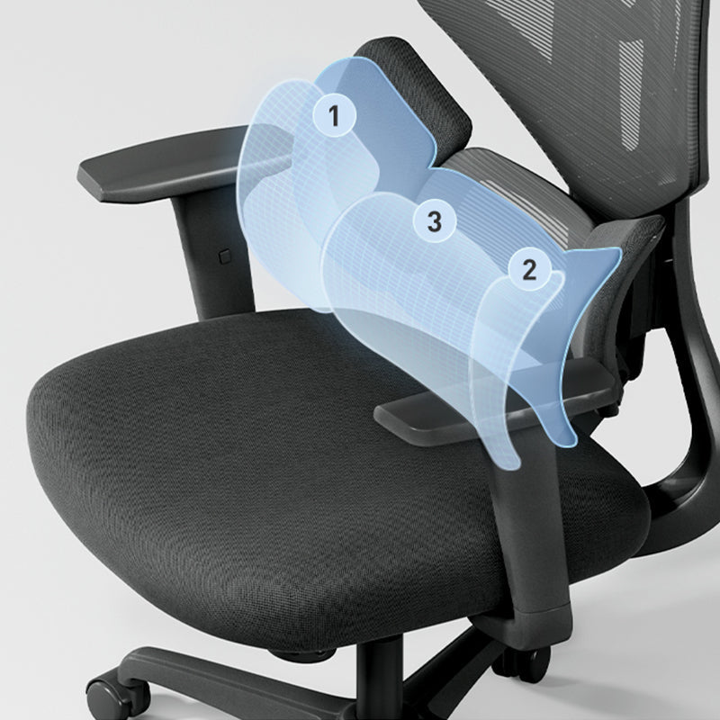 Adjustable Arm Office Chair Modernism Black Desk Chair with Wheels Clearhalo 'furn' 'furn_office_chair' 'Furniture' 'Office Chairs' 'Office Furniture' 'office_chair' 7579383