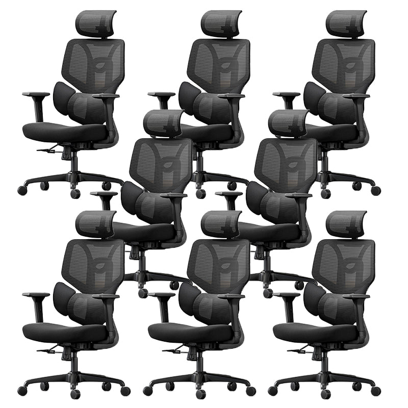 Adjustable Arm Office Chair Modernism Black Desk Chair with Wheels 8 Piece Set Without Footrest Clearhalo 'furn' 'furn_office_chair' 'Furniture' 'Office Chairs' 'Office Furniture' 'office_chair' 7579385