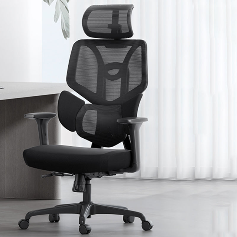 Adjustable Arm Office Chair Modernism Black Desk Chair with Wheels Clearhalo 'furn' 'furn_office_chair' 'Furniture' 'Office Chairs' 'Office Furniture' 'office_chair' 7579386