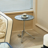 Pedestal Silver Base End Table with Round Top Sofa Side Accent Table Clearhalo 'Coffee & Accent Tables' 'End & Side Tables' 'end_side_tables' 'furn' 'furn_end_side_tables' 'Furniture' 'Living Room Furniture' 7579490