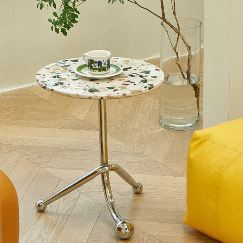Pedestal Silver Base End Table with Round Top Sofa Side Accent Table Clearhalo 'Coffee & Accent Tables' 'End & Side Tables' 'end_side_tables' 'furn' 'furn_end_side_tables' 'Furniture' 'Living Room Furniture' 7579492