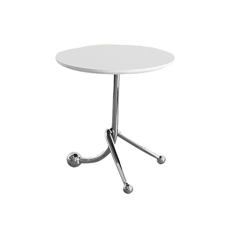 Pedestal Silver Base End Table with Round Top Sofa Side Accent Table White Wood 1 Clearhalo 'Coffee & Accent Tables' 'End & Side Tables' 'end_side_tables' 'furn' 'furn_end_side_tables' 'Furniture' 'Living Room Furniture' 7579493