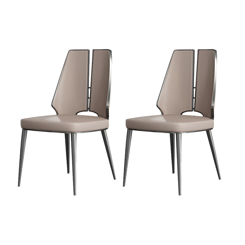 Glamstil Seitenstuhl Leder Metall Basis Esszimmer für Esszimmer
