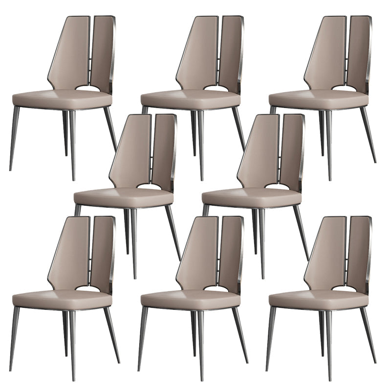 Glamstil Seitenstuhl Leder Metall Basis Esszimmer für Esszimmer