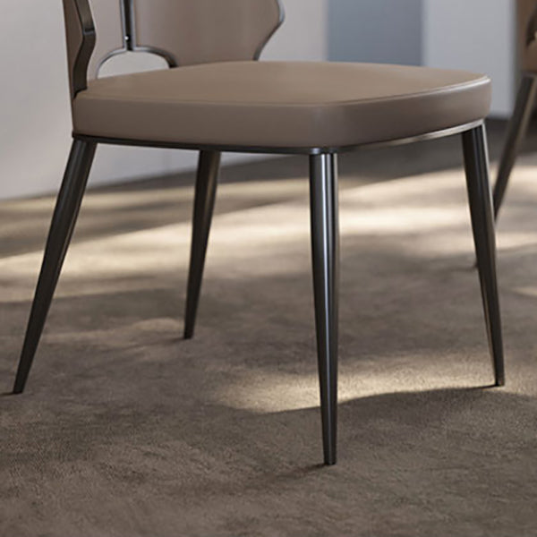 Glamstil Seitenstuhl Leder Metall Basis Esszimmer für Esszimmer