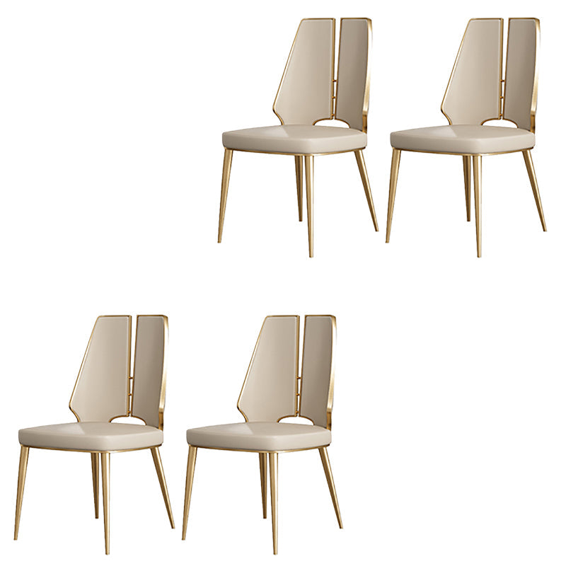 Glamstil Seitenstuhl Leder Metall Basis Esszimmer für Esszimmer