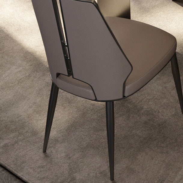 Glamstil Seitenstuhl Leder Metall Basis Esszimmer für Esszimmer