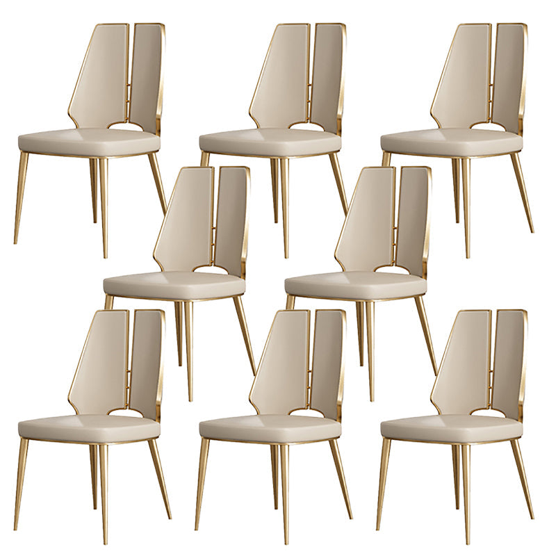 Glamstil Seitenstuhl Leder Metall Basis Esszimmer für Esszimmer
