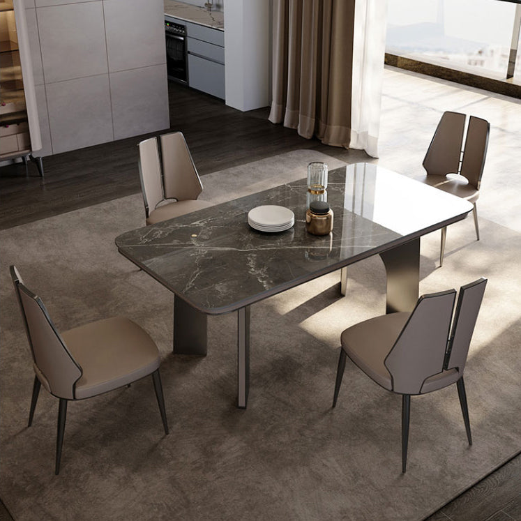 Glamstil Seitenstuhl Leder Metall Basis Esszimmer für Esszimmer