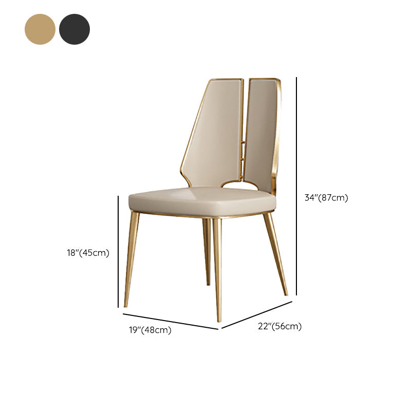 Glamstil Seitenstuhl Leder Metall Basis Esszimmer für Esszimmer