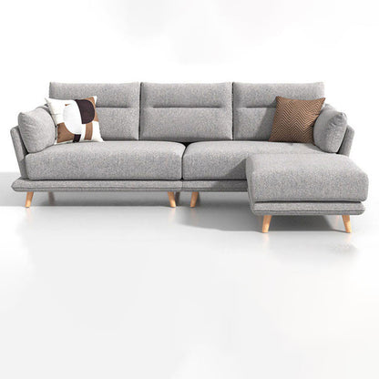 Secciones de cuero falso en cojines de almohadilla de brazo acampanado gris set de sofá seccional