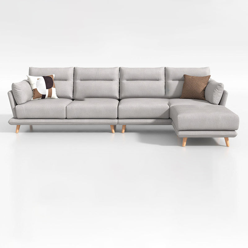 Secciones de cuero falso en cojines de almohadilla de brazo acampanado gris set de sofá seccional