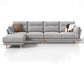 Secciones de cuero falso en cojines de almohadilla de brazo acampanado gris set de sofá seccional