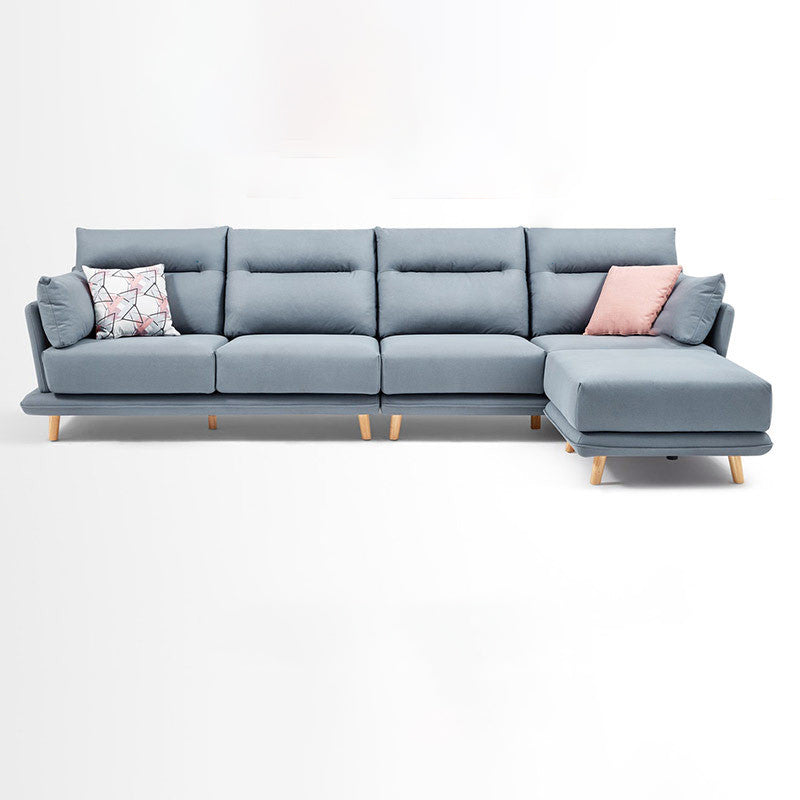 Secciones de cuero falso en cojines de almohadilla de brazo acampanado gris set de sofá seccional