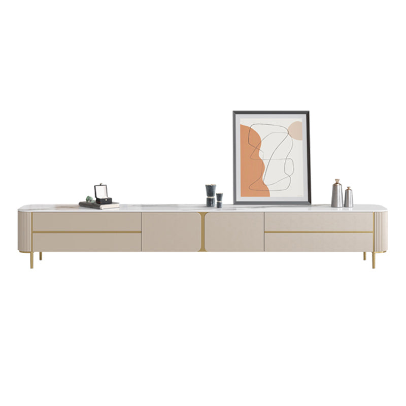 Contemporary TV Console Stone Media Console Enclosed Storage Console with Drawer 94.5"L x 16"W x 18"H Clearhalo 'furn' 'furn_tv_stands_entertainment_centers' 'Furniture' 'Living Room Furniture' 'TV Stands & Entertainment Centers' 'TV Stands & Media Storage Furniture' 'tv_stands_entertainment_centers' 7579737