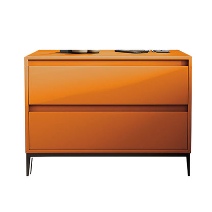 Modern Bedside Cabinet Leather Accent Table Nightstand with Drawers