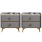 Leather Bed Nightstand Modern Bedside Cabinet with 2 Drawers