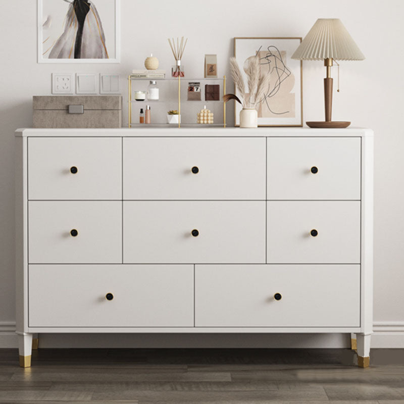 Contemporary Horizontal Double Dresser Storage Dresser with Drawers for Home 53"L x 17"W x 35"H White Clearhalo 'Bedroom Furniture' 'Dressers & Chests' 'dressers_chests' 'furn' 'furn_dressers_chests' 'Furniture' 7579994