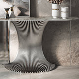 Half Moon Shape Contemporary Console Table in Gold/Silver Stone Console Sofa Table