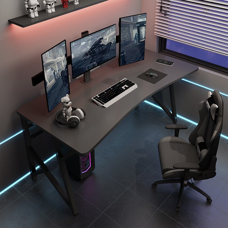 Contemporary Computer Desk Rectangular Antique Finish Desk with Metal Legs Clearhalo 'furn' 'furn_office_desk' 'Furniture' 'Office Desks' 'Office Furniture' 'office_desk' 7580184