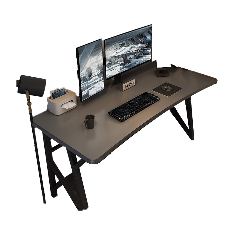 Contemporary Computer Desk Rectangular Antique Finish Desk with Metal Legs 55.1"L x 23.6"W x 29.5"H Gray Clearhalo 'furn' 'furn_office_desk' 'Furniture' 'Office Desks' 'Office Furniture' 'office_desk' 7580190