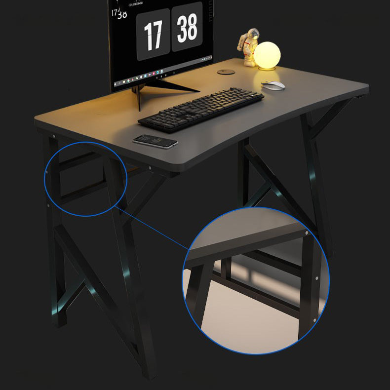 Contemporary Computer Desk Rectangular Antique Finish Desk with Metal Legs Clearhalo 'furn' 'furn_office_desk' 'Furniture' 'Office Desks' 'Office Furniture' 'office_desk' 7580191