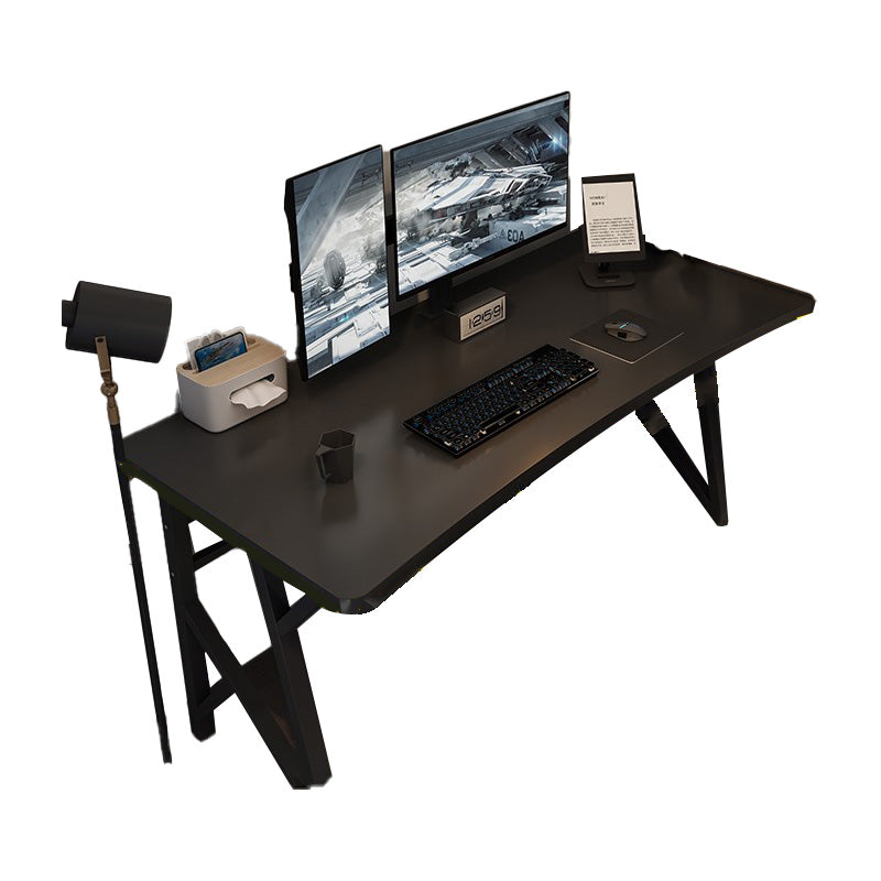 Contemporary Computer Desk Rectangular Antique Finish Desk with Metal Legs 55.1"L x 23.6"W x 29.5"H Black Clearhalo 'furn' 'furn_office_desk' 'Furniture' 'Office Desks' 'Office Furniture' 'office_desk' 7580196