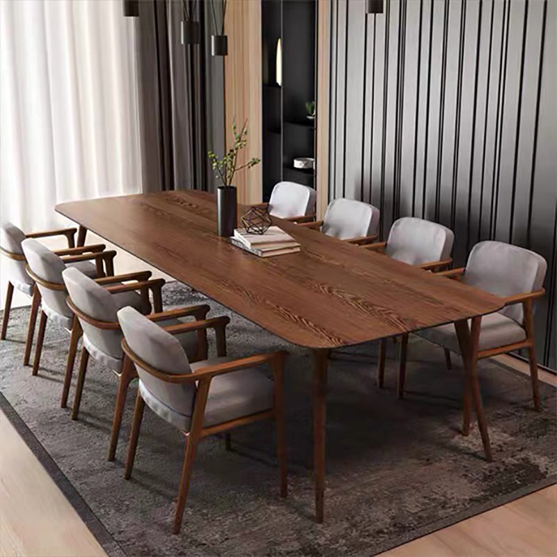 Bureau de bureau en bois contemporain Bureau de tâche de forme rectangulaire avec 4 jambes en marron