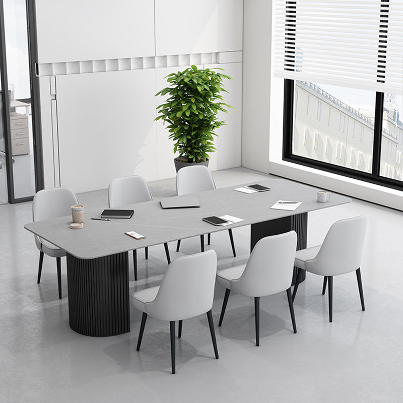 Table de bureau moderne de forme rectangulaire Bureau d'écriture en pierre en blanc / noir