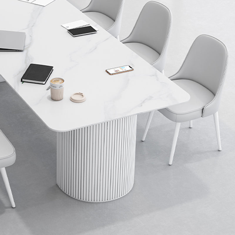 Table de bureau moderne de forme rectangulaire Bureau d'écriture en pierre en blanc / noir