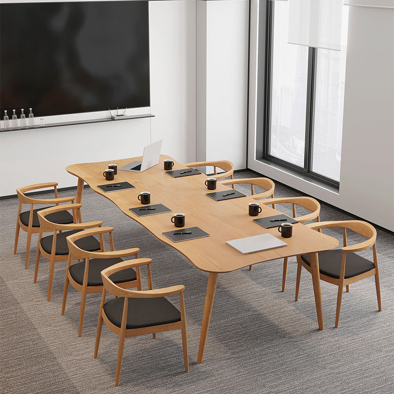 Bureau de bureau en bois de style contemporain Bureau de tâche de forme irrégulière avec 4 jambes