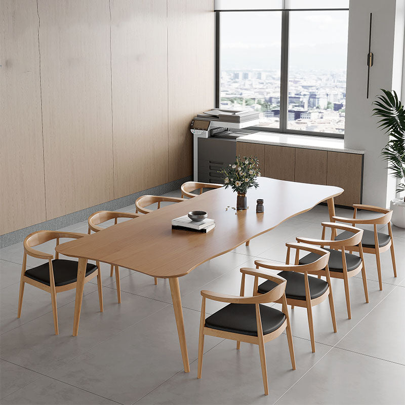 Bureau de bureau en bois de style contemporain Bureau de tâche de forme irrégulière avec 4 jambes