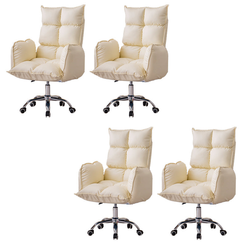 Armless Office Chair Distressing Ergonomic Chair with Wheels for Room