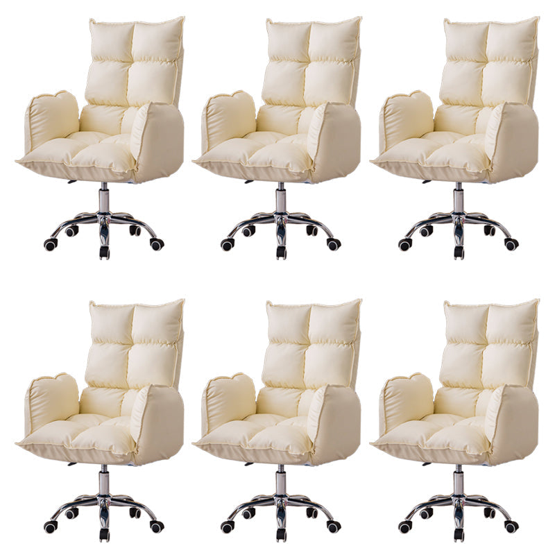 Armless Office Chair Distressing Ergonomic Chair with Wheels for Room