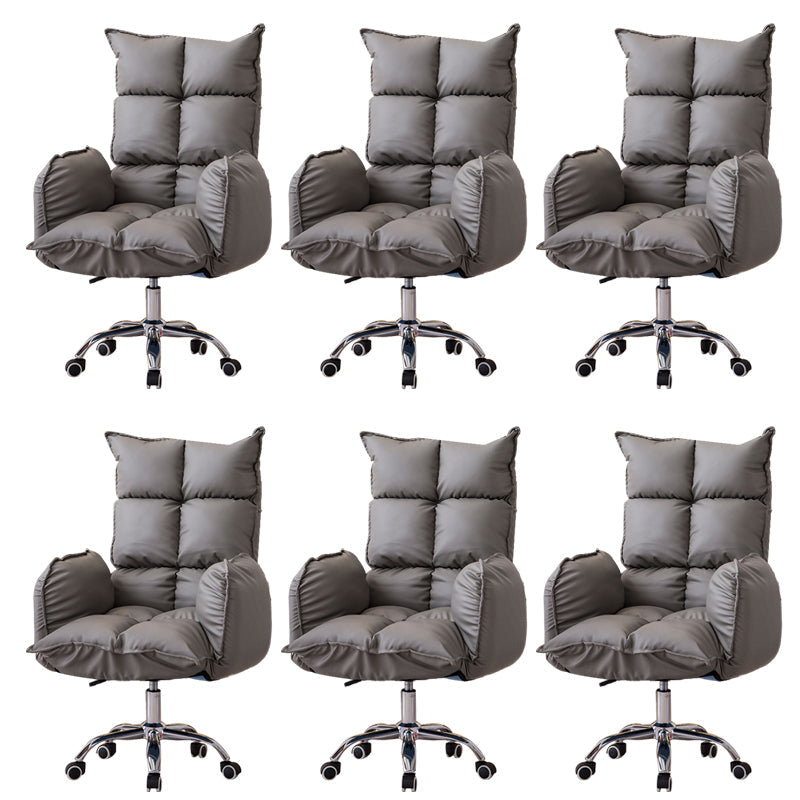 Armless Office Chair Distressing Ergonomic Chair with Wheels for Room