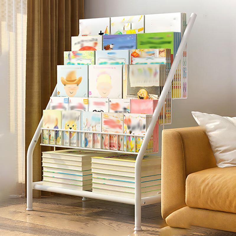 Scaffale per libri con scaletta chiusa in metallo, ripiani inclusi. Libreria inclusa