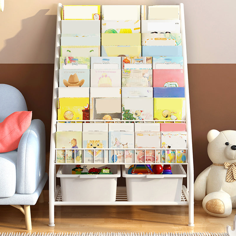 Scaffale per libri con scaletta chiusa in metallo, ripiani inclusi. Libreria inclusa