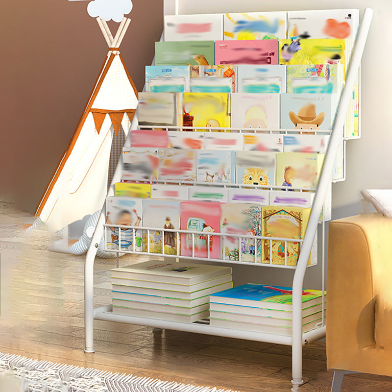 Scaffale per libri con scaletta chiusa in metallo, ripiani inclusi. Libreria inclusa