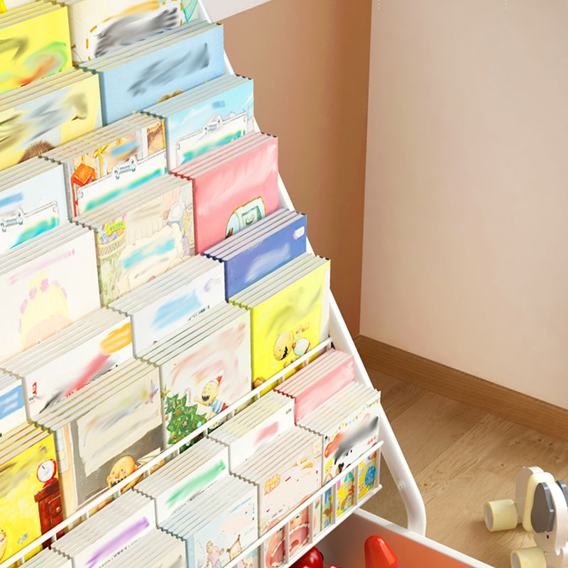 Scaffale per libri con scaletta chiusa in metallo, ripiani inclusi. Libreria inclusa